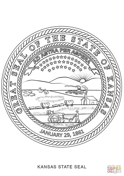 kansas state seal coloring page  printable coloring pages coloring home