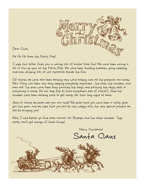 printable reply letter  santa