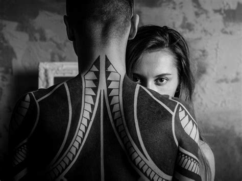 Free Images Person Black And White Tattoo Couple Back Photograph