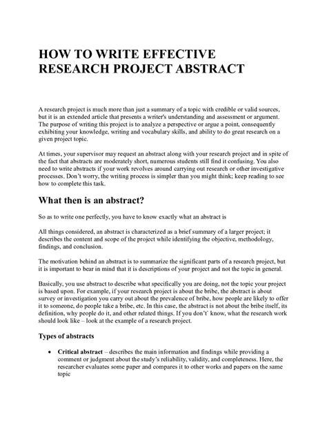 calameo   write effective research project abstract