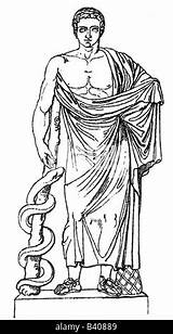 Asclepius Medicine Greek Length God Alamy Rights Daughter His Clearances Hygieia Additional Statue Ancient Stock Drawing After Na sketch template