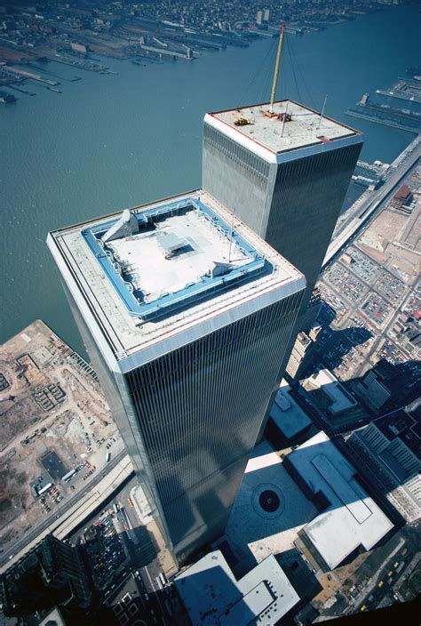 aerial view   world trade center towers      helicopter  nasa engineers