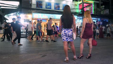 Asian Prostitutes Waiting For A Client At Bangla Road Famous Sex