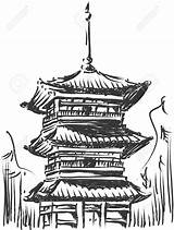 Temple Sketch Pagoda Drawing Japanese Japan Clipart Kiyomizu Landmark Vector Drawings Stock Sketches Line Clip Paintingvalley 123rf Dera House Illustrations sketch template
