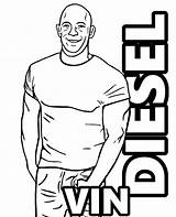 Coloring Vin Diesel Print Printable Actor sketch template