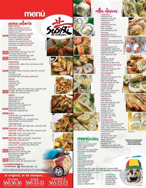 sushi bar delivery menu   mexicali bc mexico