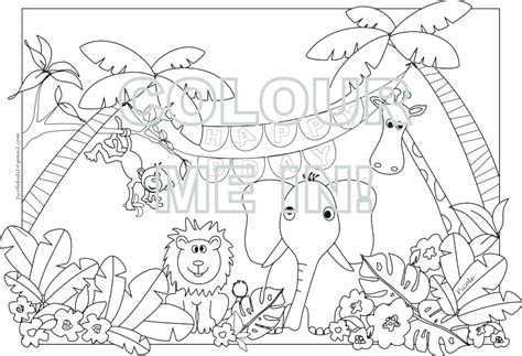 jungle tree coloring page  getdrawings