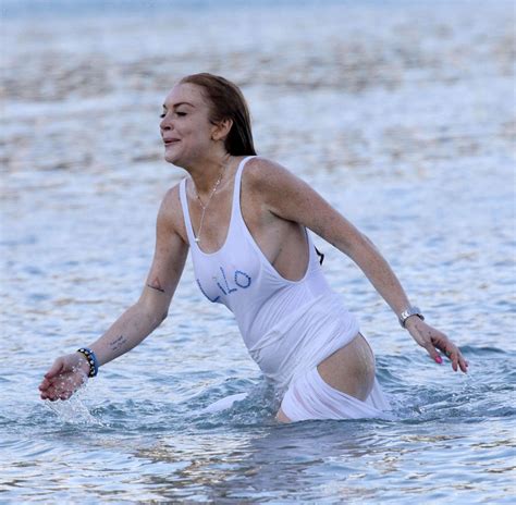 Lindsay Lohan In White Swimsuit 2016 39 Gotceleb