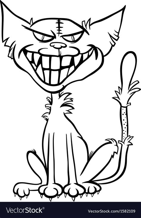zombie cat cartoon  coloring book royalty  vector