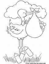 Baby Stork Coloring Pages Printable Boy Bundle Kids Shower Childrens Diaper Dessin Kleurplaat Ooievaar Total Views Boys Quilling Template Cegonha sketch template