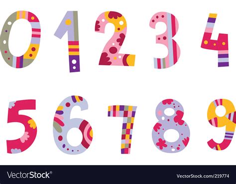 set  cute numbers royalty  vector image vectorstock