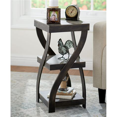 twisted side table modern accent table  distressed finish