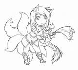 Chibi League Ahri Legends Coloring Lineart Deviantart Pages Draw Sheets Drawings sketch template