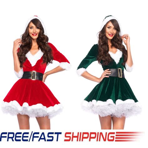 women santa claus xmas costume cosplay outfit waistbelt christmas fancy