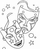 Coloring Pages Mask Masks Drama Mardi Gras Printable Theatre Do Color Mascaras Theater sketch template