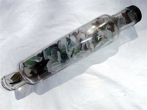 Vintage Glass Rolling Pin Filled With Beach Glass Sea Glass Art