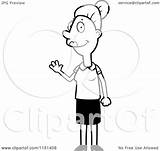 Waving Woman Clipart Friendly Cartoon Outlined Coloring Vector Cory Thoman Royalty Clipartof sketch template