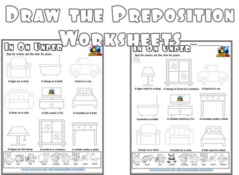 draw  preposition worksheets making english fun