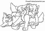 Wolf Anime Lineart Pups Firewolf Three Deviantart Wolves Pack Pup Drawing Cute Draw Color Base Coloring Pages Group Fire Sketches sketch template