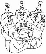 Coloring Birthday Party Kids Cake sketch template