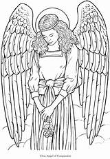 Coloring Angel Pages Guardian Angels Adults Seraphim Adult Printable Wings Sheets Kids Print Fairy Color Colouring Dover Publications Doverpublications Compassion sketch template