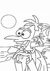 Ferb Phineas Coloring Heinz Doofenshmirtz Beach Pages sketch template
