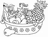 Pages Coloring Fruit Assorted Basket sketch template