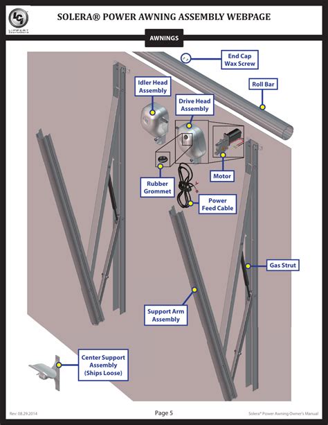 solera power awning assembly webpage lippert components solera user manual page