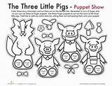 Pigs Little Three Fairy Puppets Finger Pig Tales Tale Activities Printable Puppet Templates Story Printables Craft Kindergarten Print Paper Skills sketch template