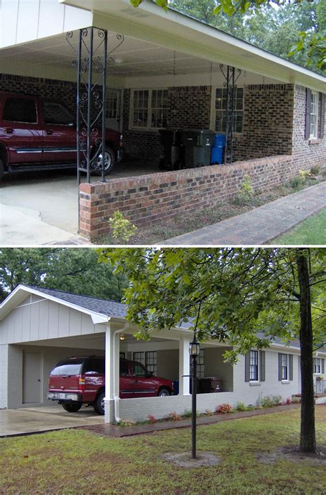 brick carport attached  house garage car