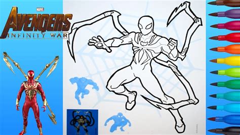 iron spider avengers infinity war coloring pages colored markers