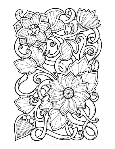 flower coloring pages  kids adults