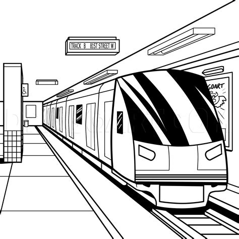 draw  subway subway train step  step drawing guide