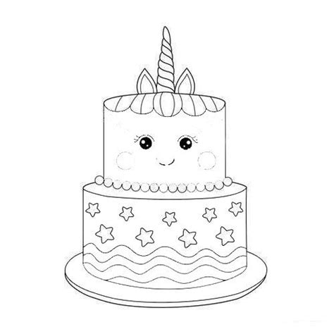 printable unicorn cake coloring pages  printable coloring pages