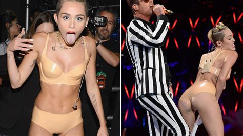 Miley Cyrus Vma 2013 Video Watch Controversial Mtv Performance In Nude