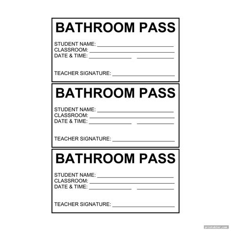 bathroom pass printable printable templates