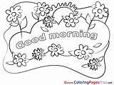 Morning Coloring Good Pages Kids Flowers Sheet Cards Title sketch template