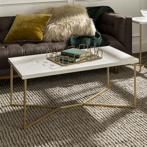 manor park mid century modern marble gold rectangle coffee table multiple finishes walmart