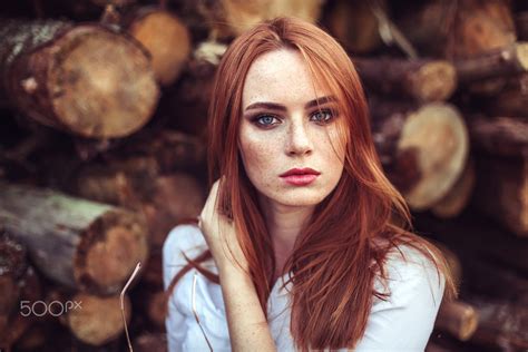 Wallpaper Redhead Face Blue Eyes Bokeh Women Outdoors Long Hair