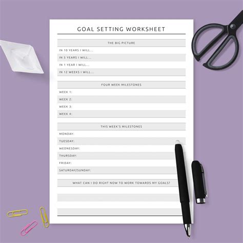 goal setting templates  goal planners