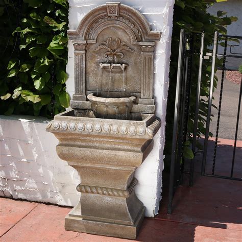 sunnydaze ornate lavello standing wall fountain outdoor water