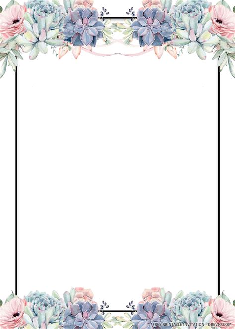 printable blue floral wedding invitation template