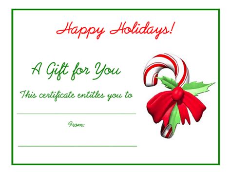 holiday gift certificates templates  print holiday gift