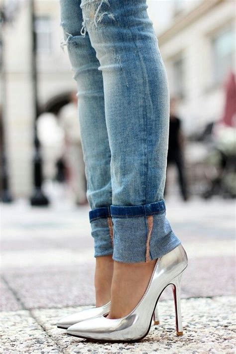 Hot Jeans And Heels Taças Ideias Fashion Sapatos Metalizados