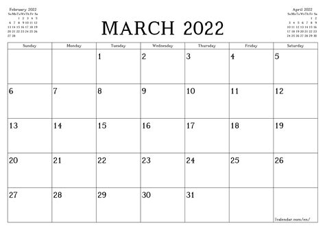 calendar  printable march