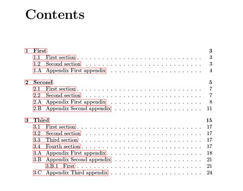 thesis table  contents including chapter specific appendices