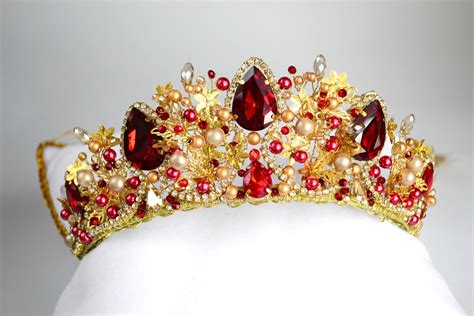 gold custom princess crown girls crown wedding red etsy
