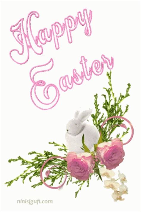 happy religious easter bunny  flowers gif gifdbcom