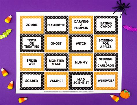 halloween charades game cards happiness  homemade