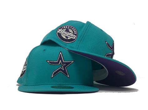 teal houston astros  anniversary custom  era fitted hat sports
